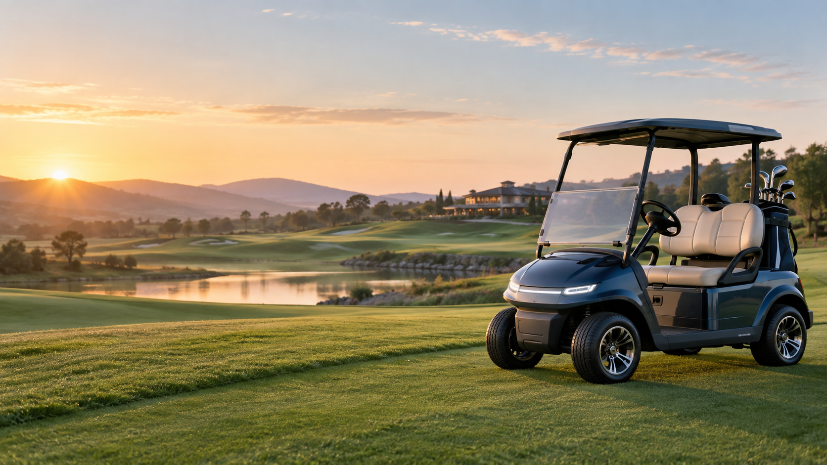 Electric golf cart on a golf course