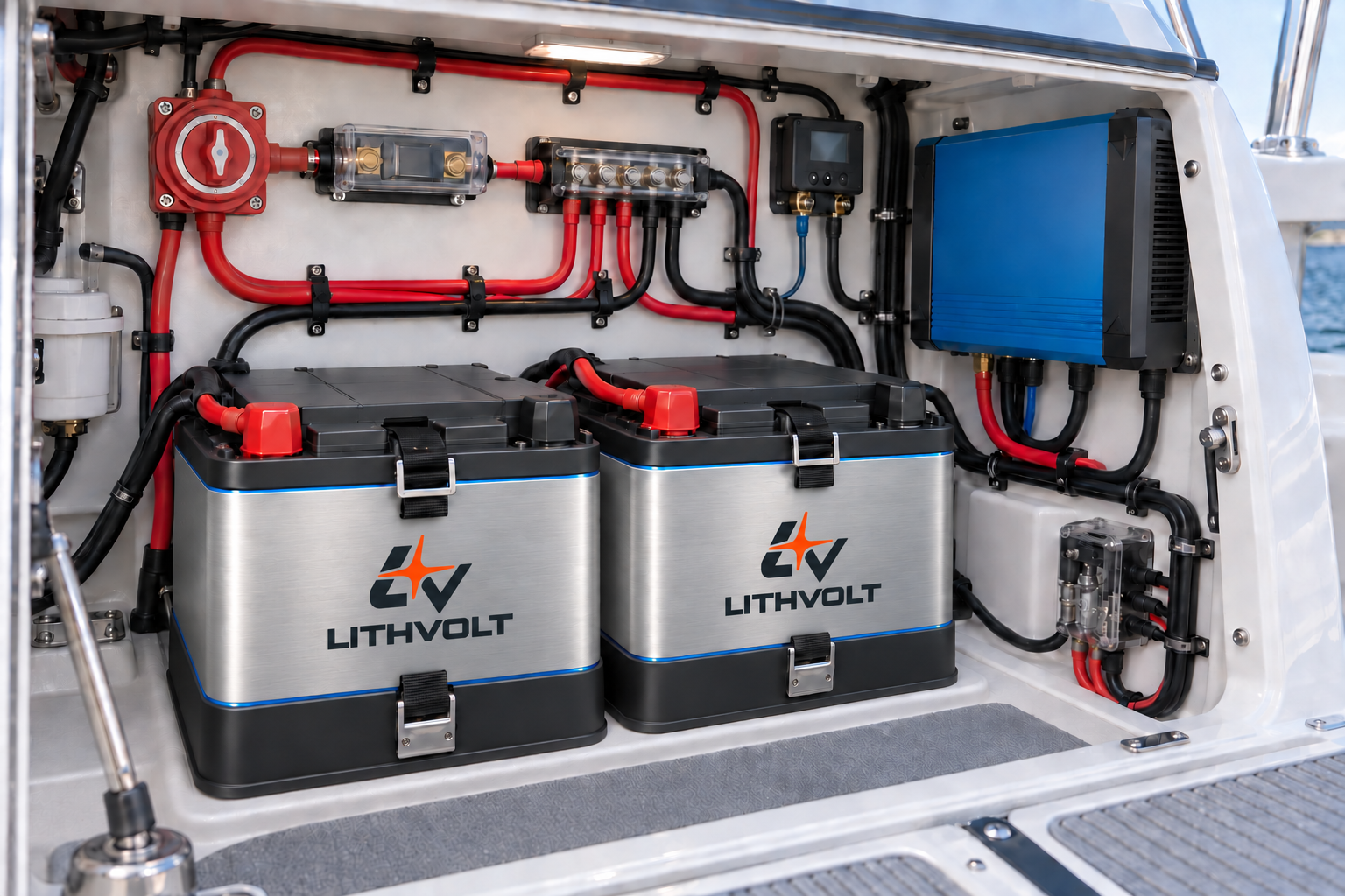 Protected marine battery installation
