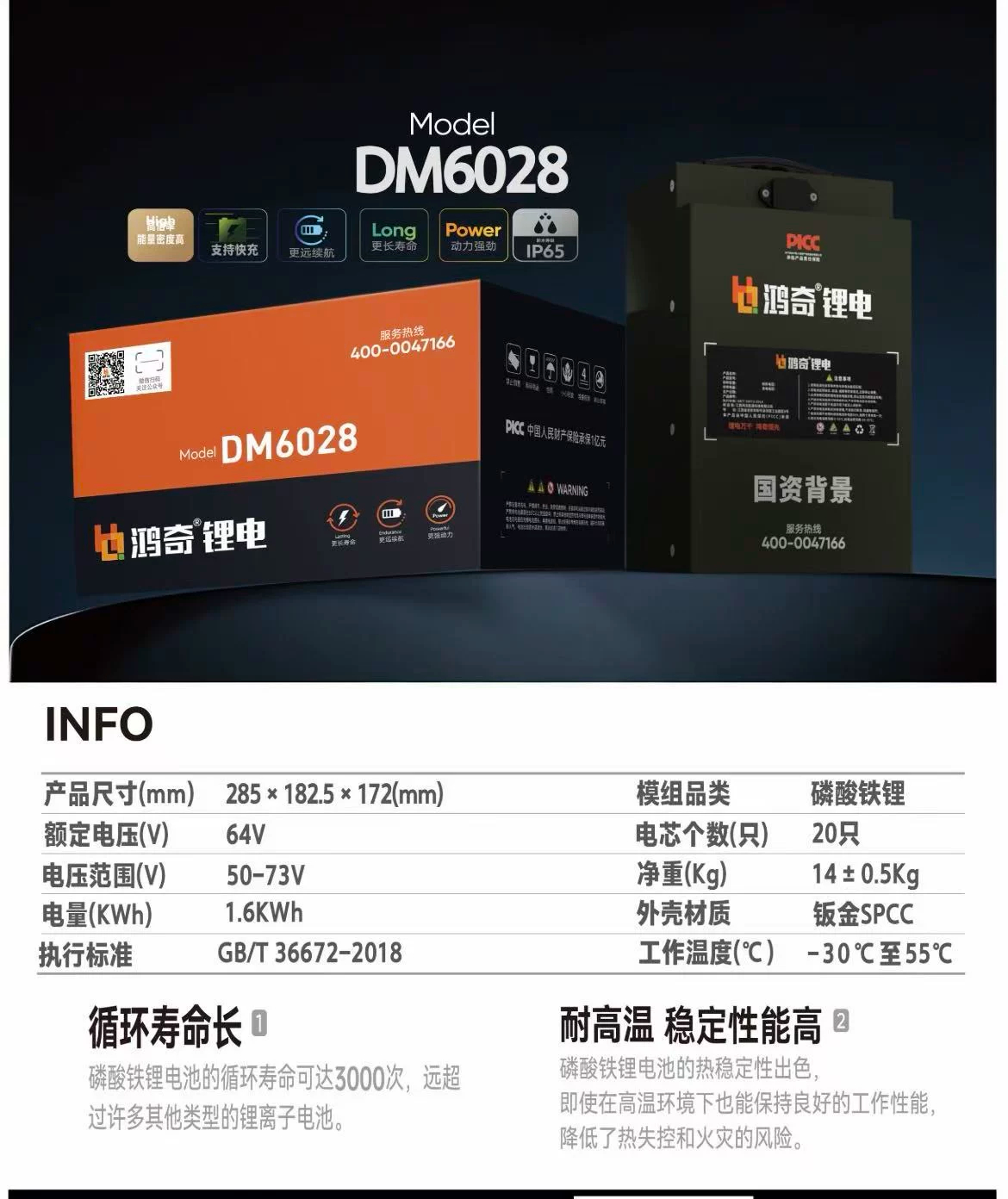 DM6028 60V 25Ah Hongqi battery